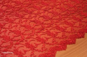 Ткань для занавесок кружево декор цвет красный